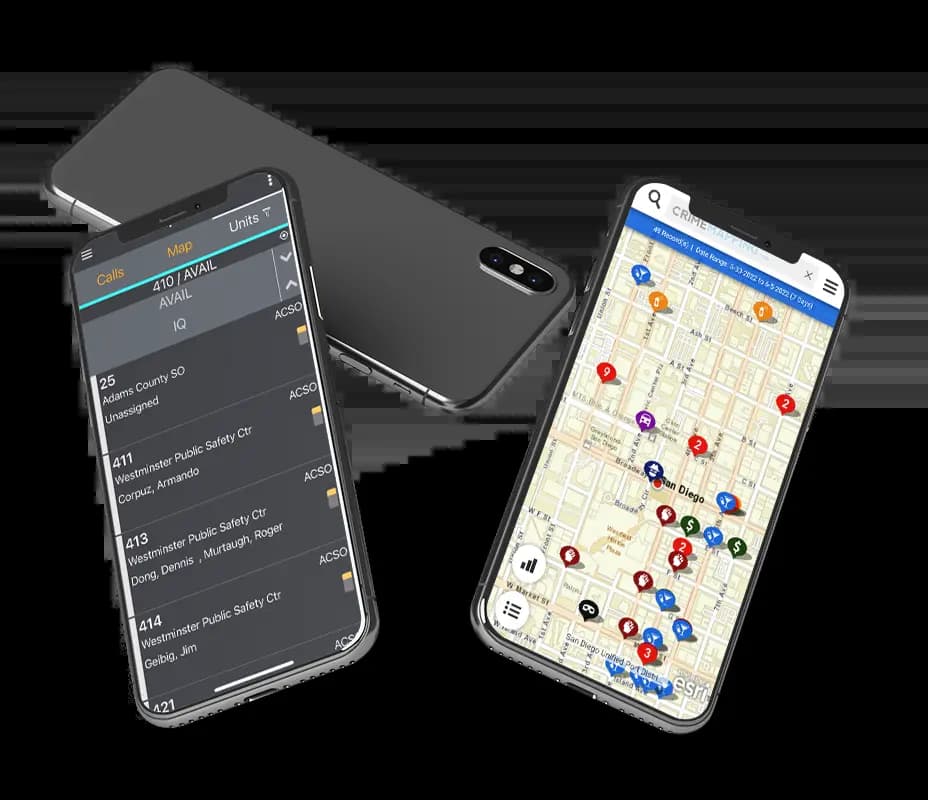 Phone mockup with AWS software for public safety.